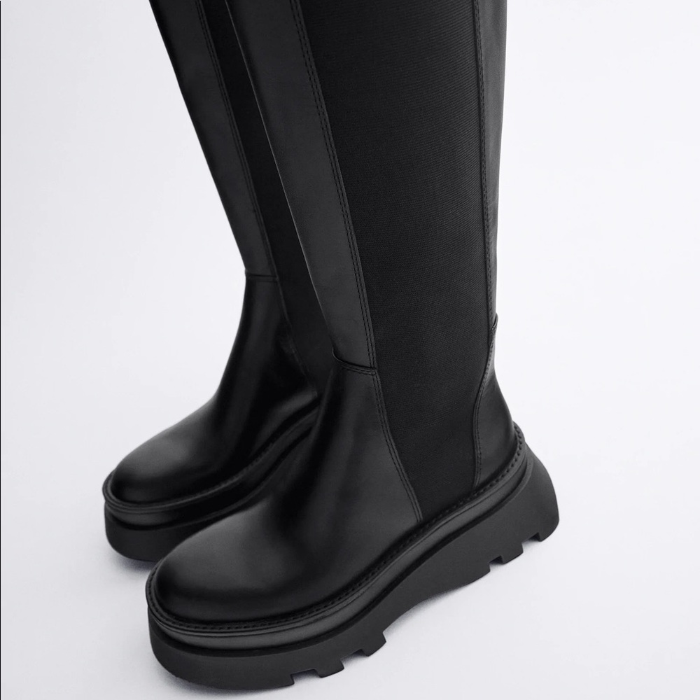 Zara lug sole leather boots